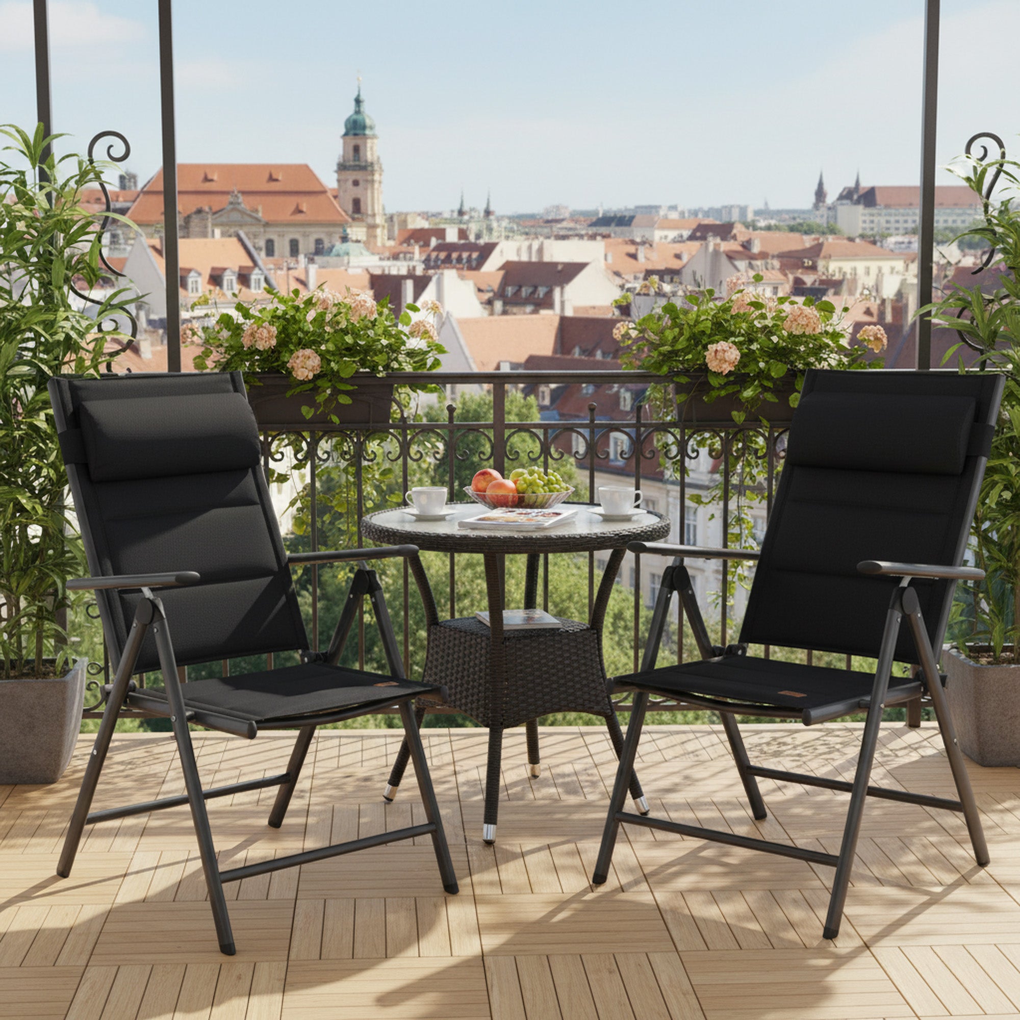 Camping chair, 7-way adjustable, outdoor garden chair