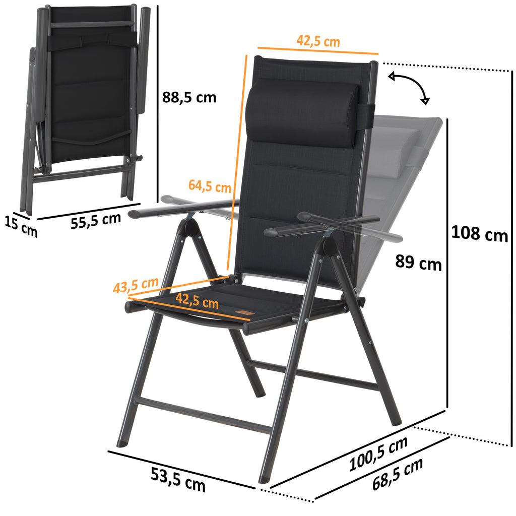 Camping chair, 7-way adjustable, outdoor garden chair
