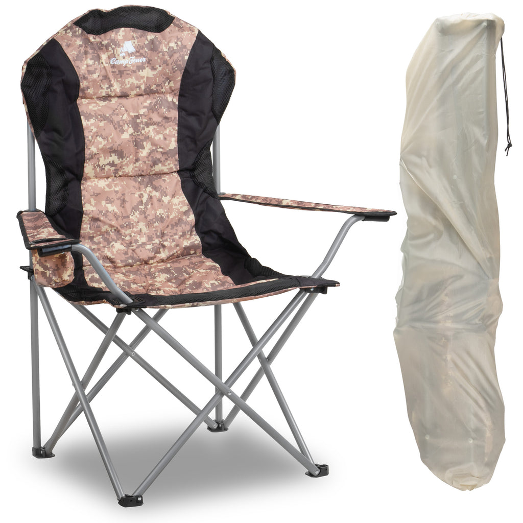 Folding camping chair, including drink holder