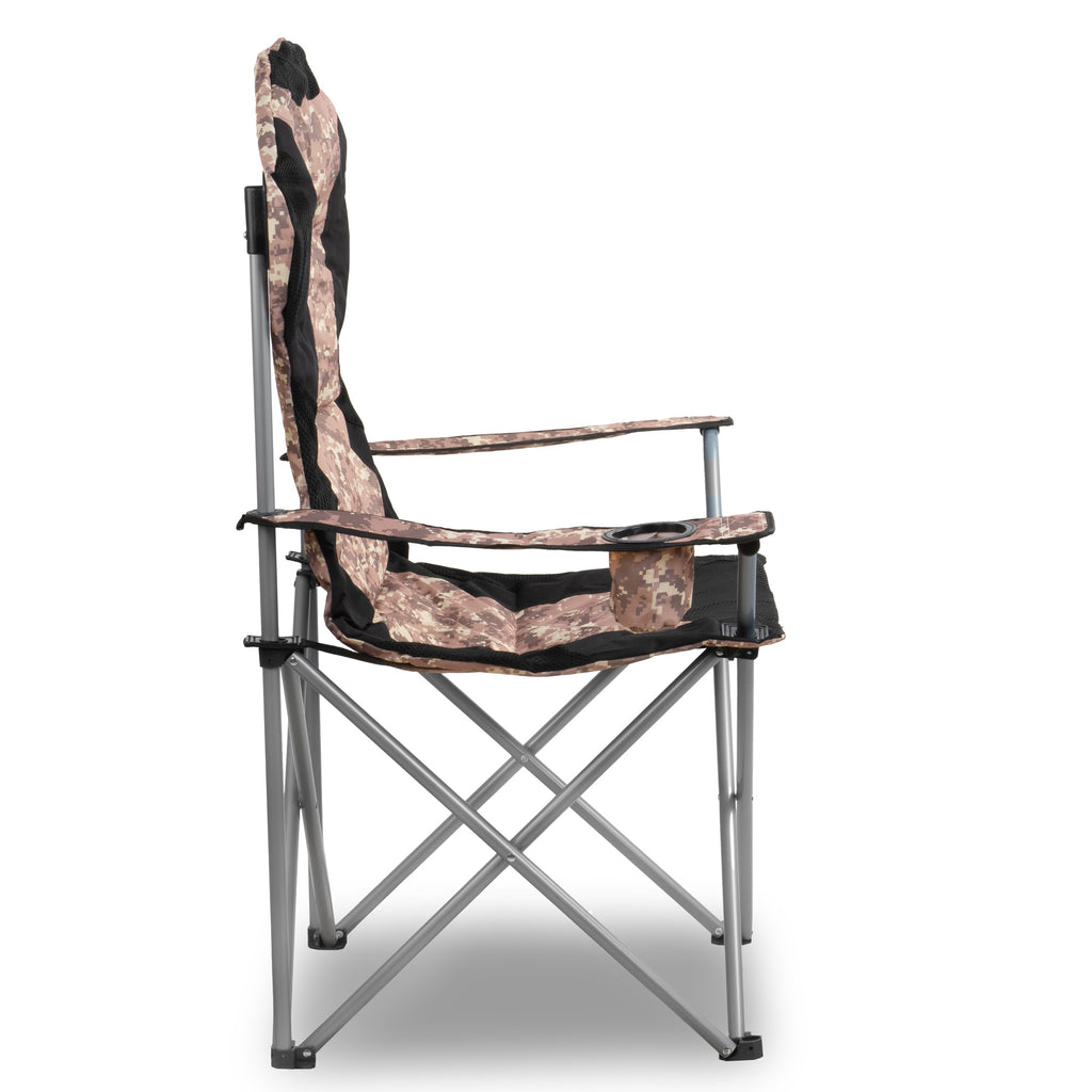 Folding camping chair, including drink holder