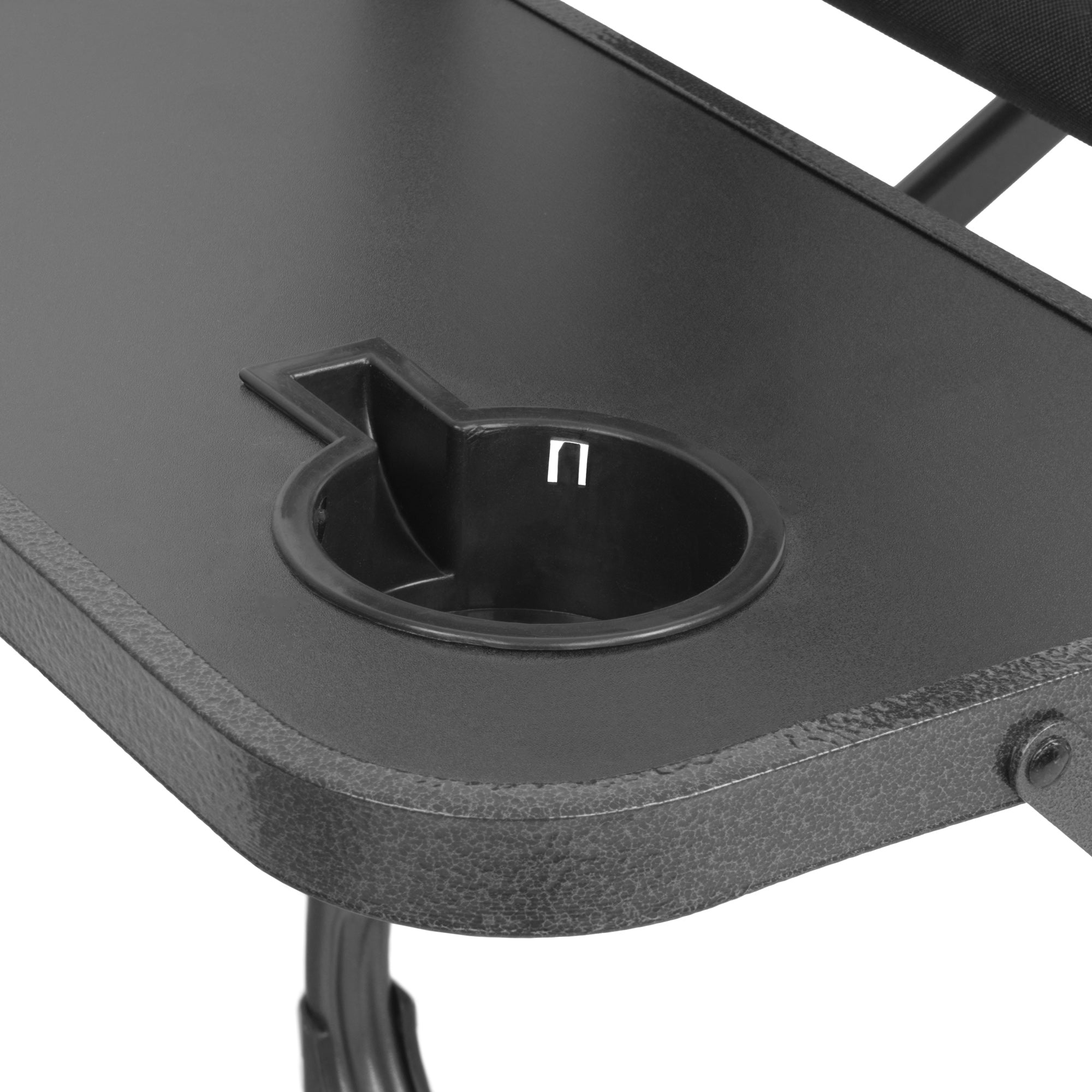 Folding camping chair, including fold-out table