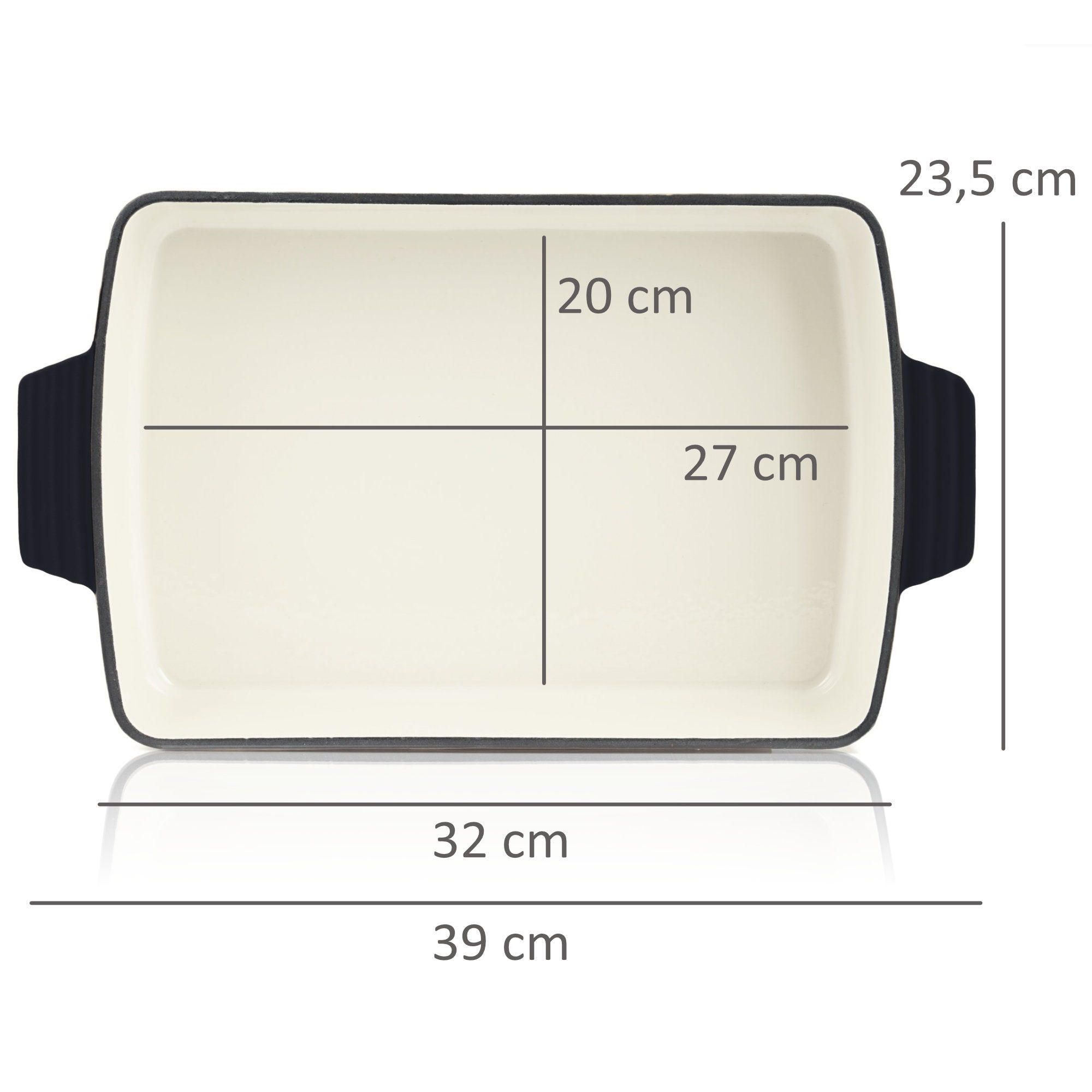 Casserole dish, square, cast iron, suitable for induction cooktops