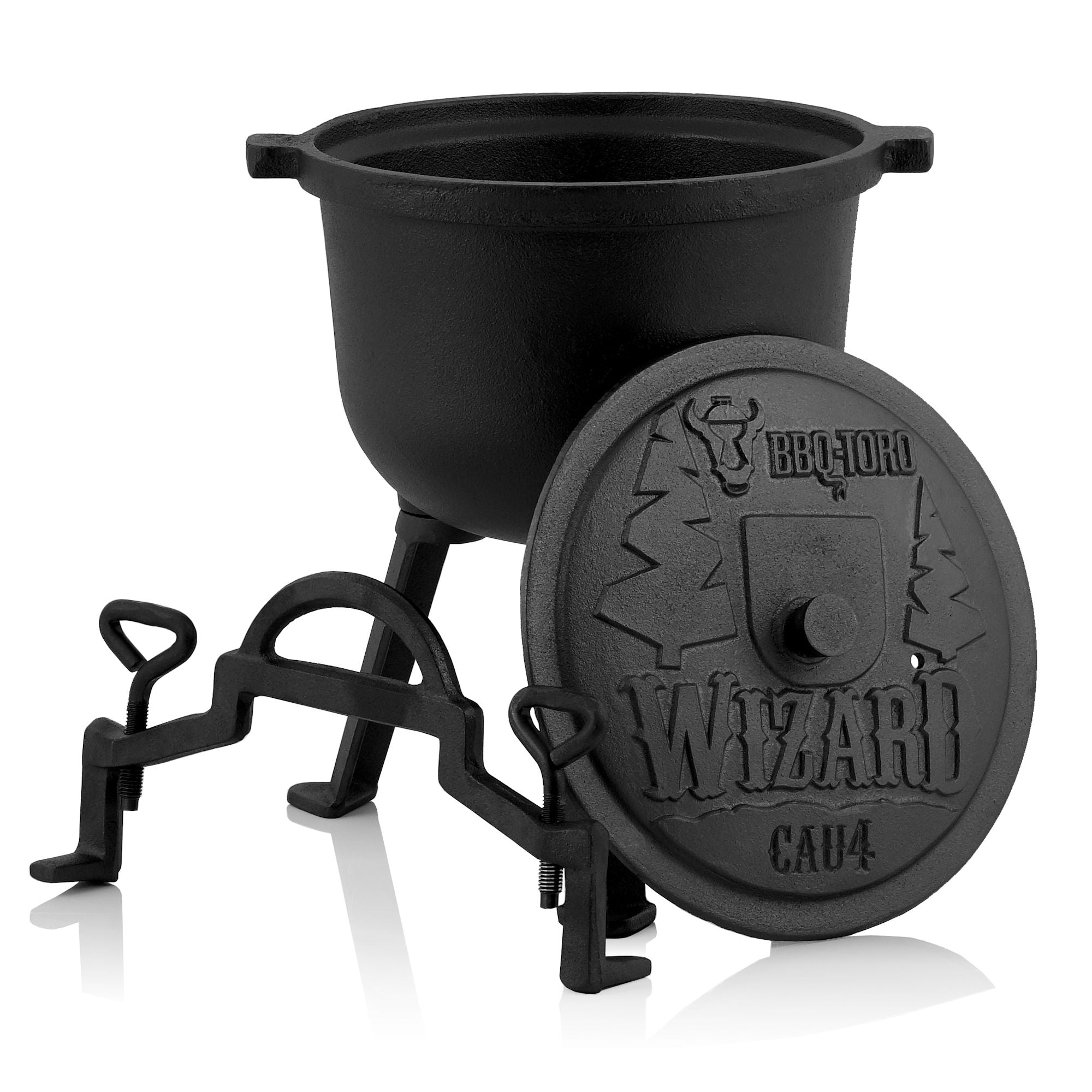 Magic cauldron "Wizard", cast iron, with three legs, lid and handle