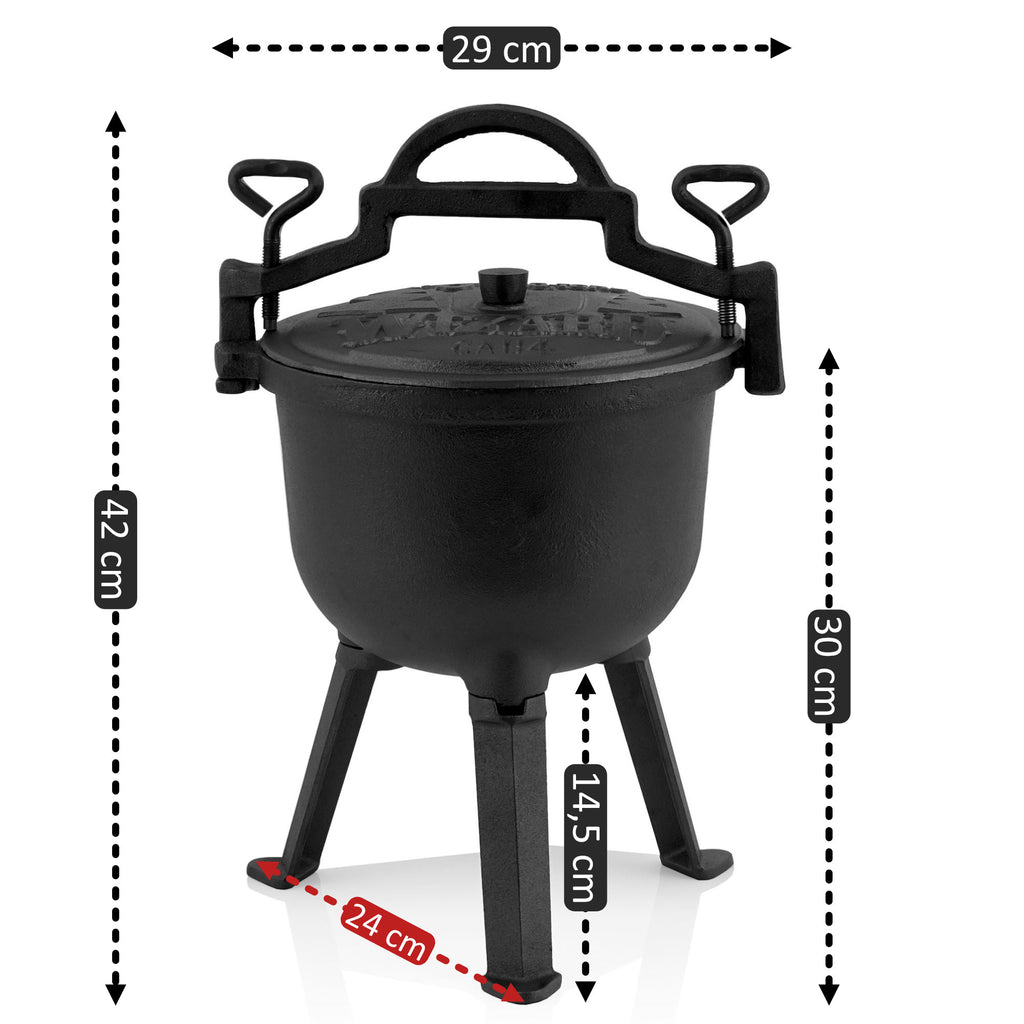 Magic cauldron "Wizard", cast iron, with three legs, lid and handle