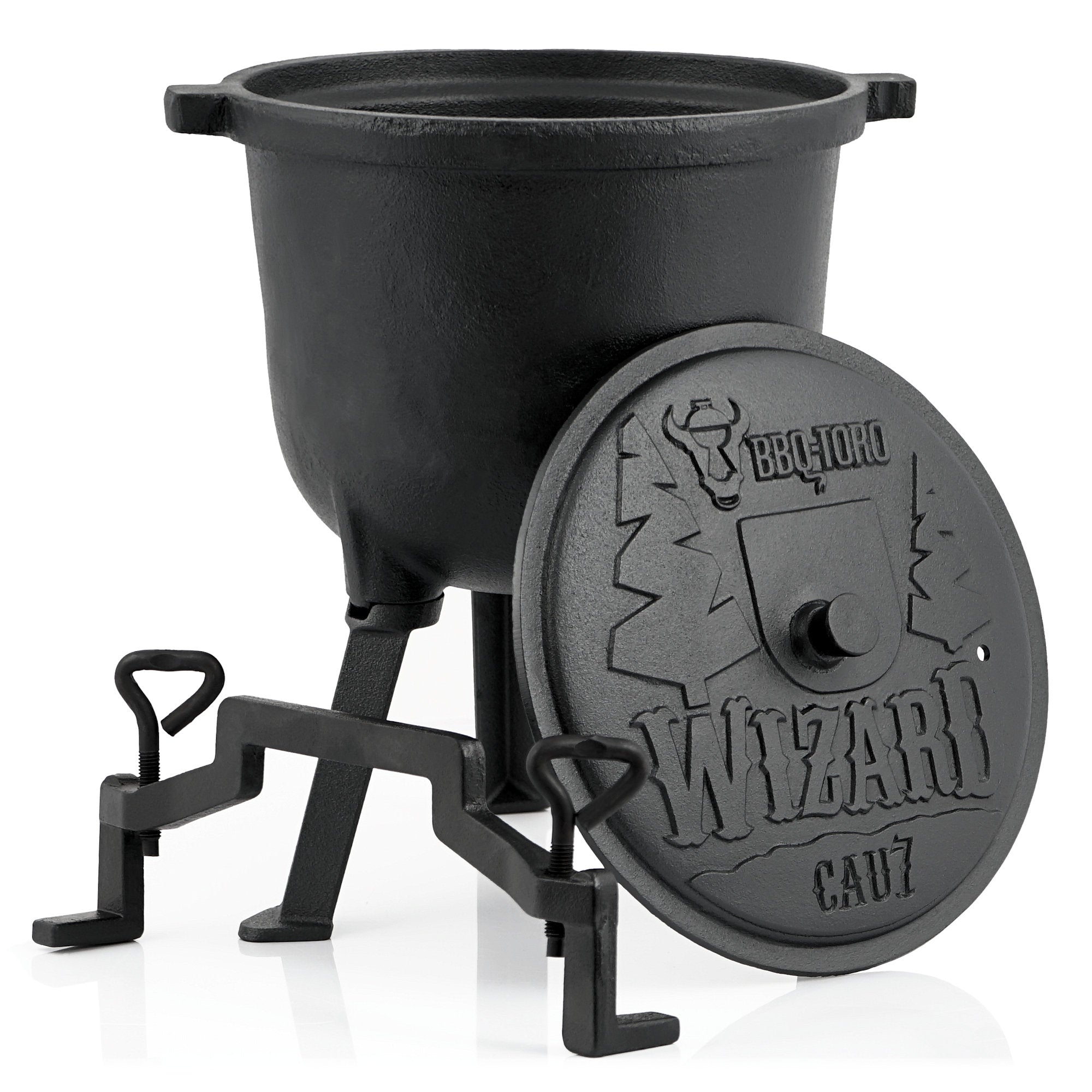 Magic cauldron "Wizard", cast iron, with three legs, lid and handle
