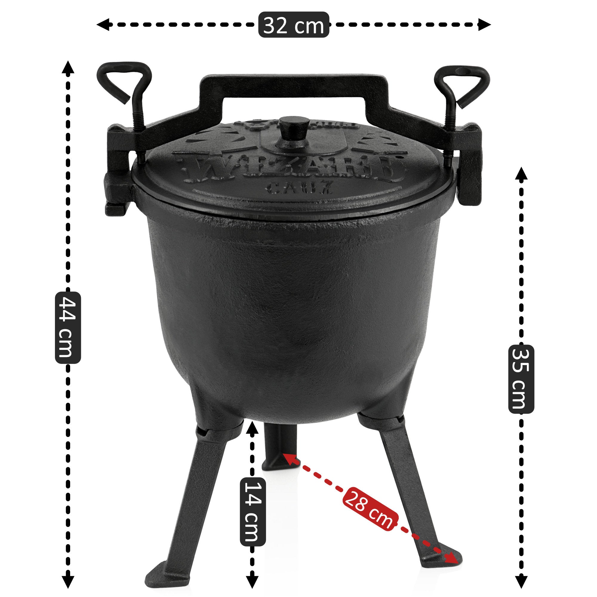 Magic cauldron "Wizard", cast iron, with three legs, lid and handle