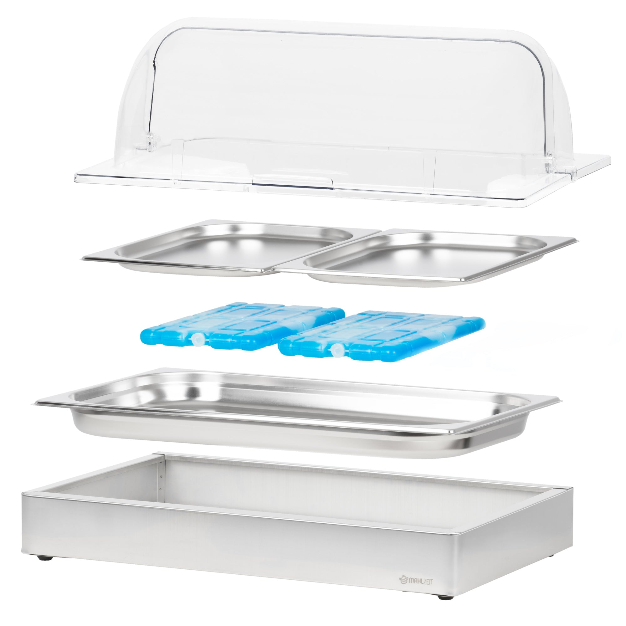 Chilled serving platter, 54 x 34 x 24.5 cm, 2 x GN 1/2, incl. lid