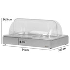 Plat de service réfrigéré, 54 x 34 x 24,5 cm, 2 x GN 1/2, couvercle inclus