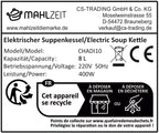 Bouilloire électrique, 8 litres, insert amovible en acier inoxydable