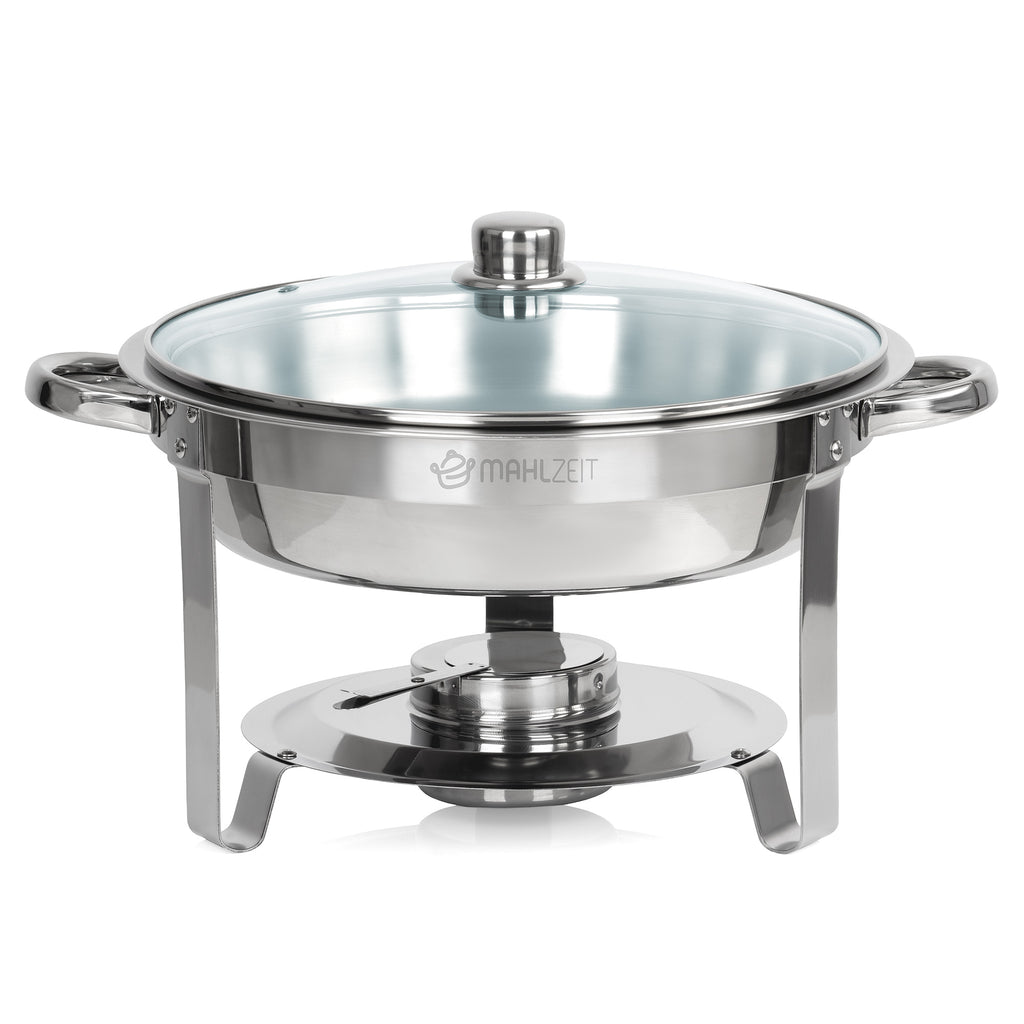 Chafing dish, acier inoxydable, 4 litres, rond, chauffe-plats