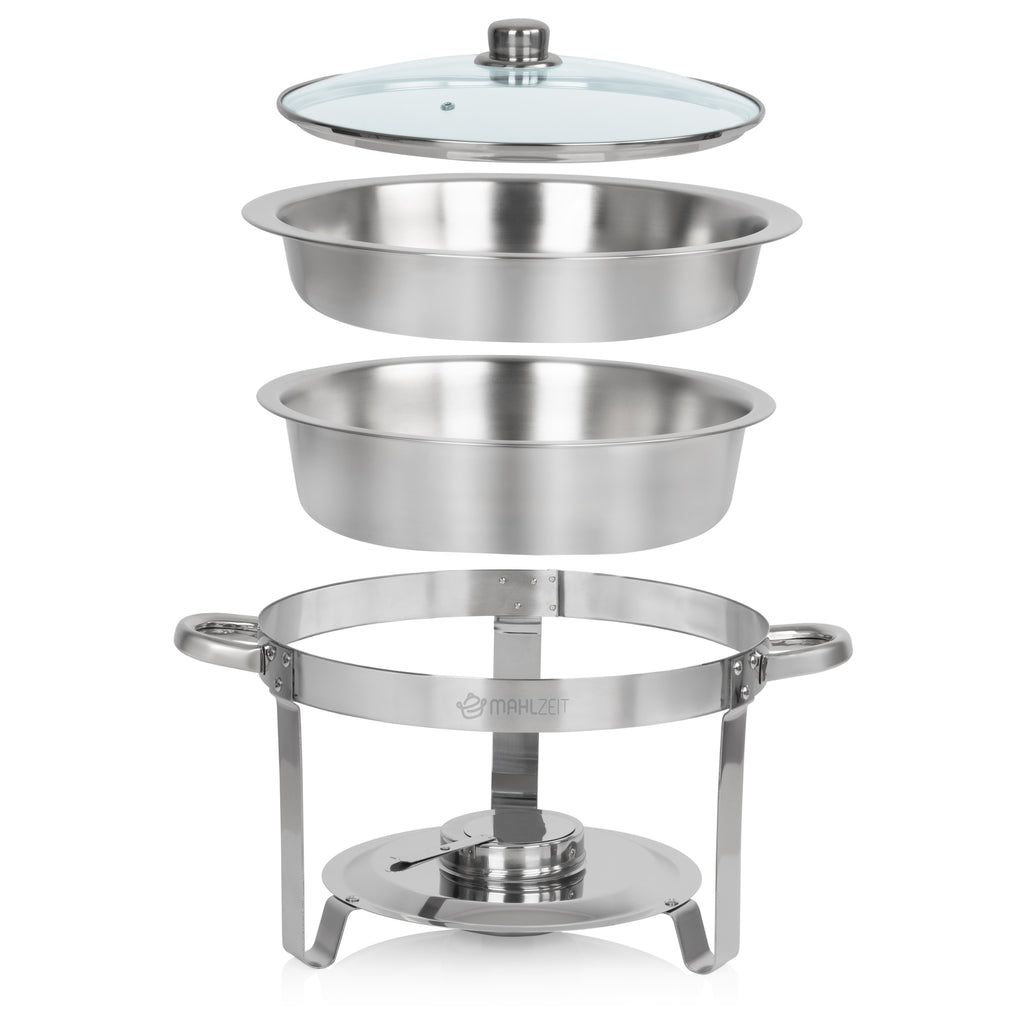 Chafing dish, acier inoxydable, 4 litres, rond, chauffe-plats