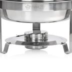 Chafing dish, acier inoxydable, 4 litres, rond, chauffe-plats
