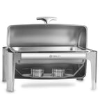 Chafing dish, acier inoxydable, 8 litres, couvercle à enroulement, chauffe-plats