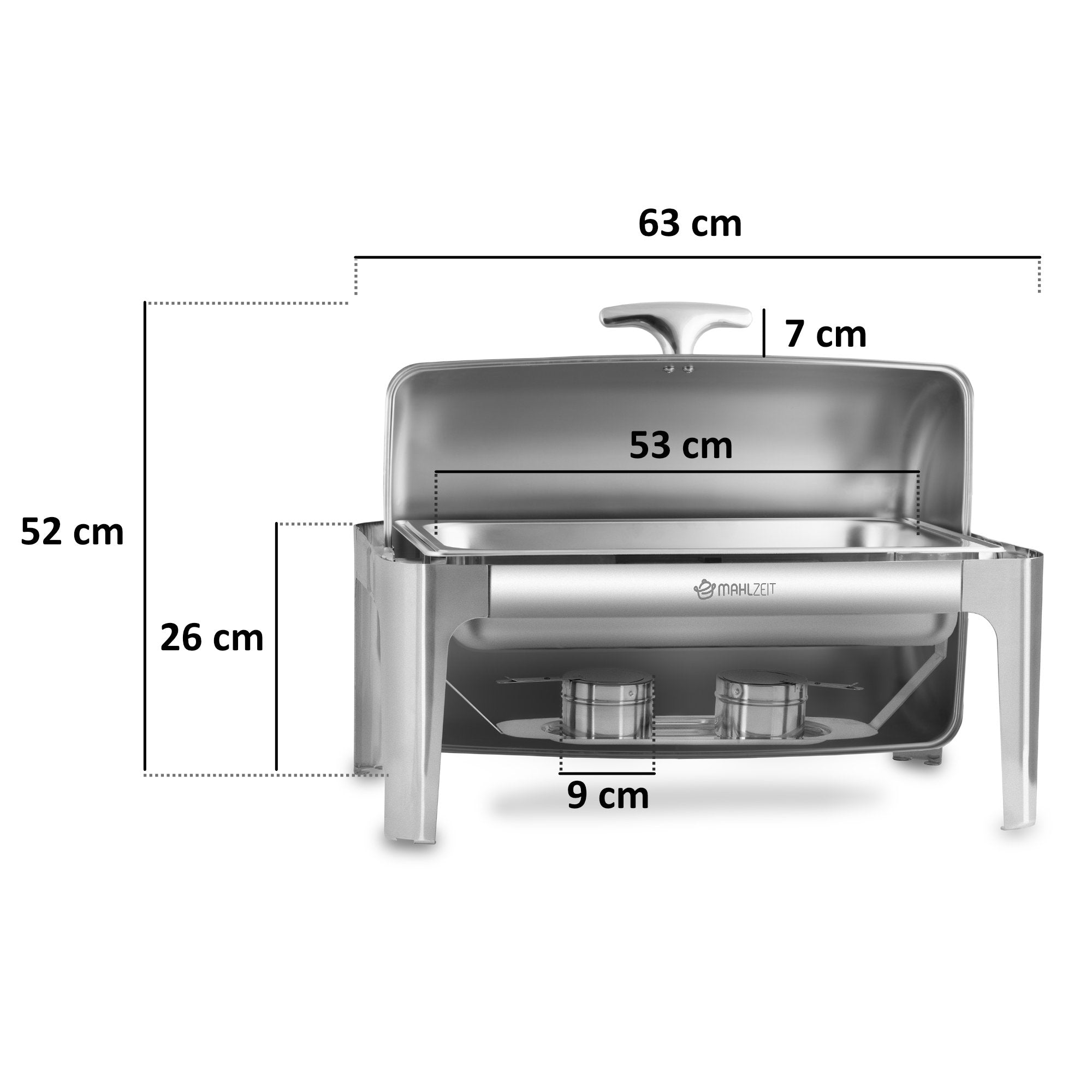 Chafing dish, stainless steel, 8 liters, roll-top, food warmer