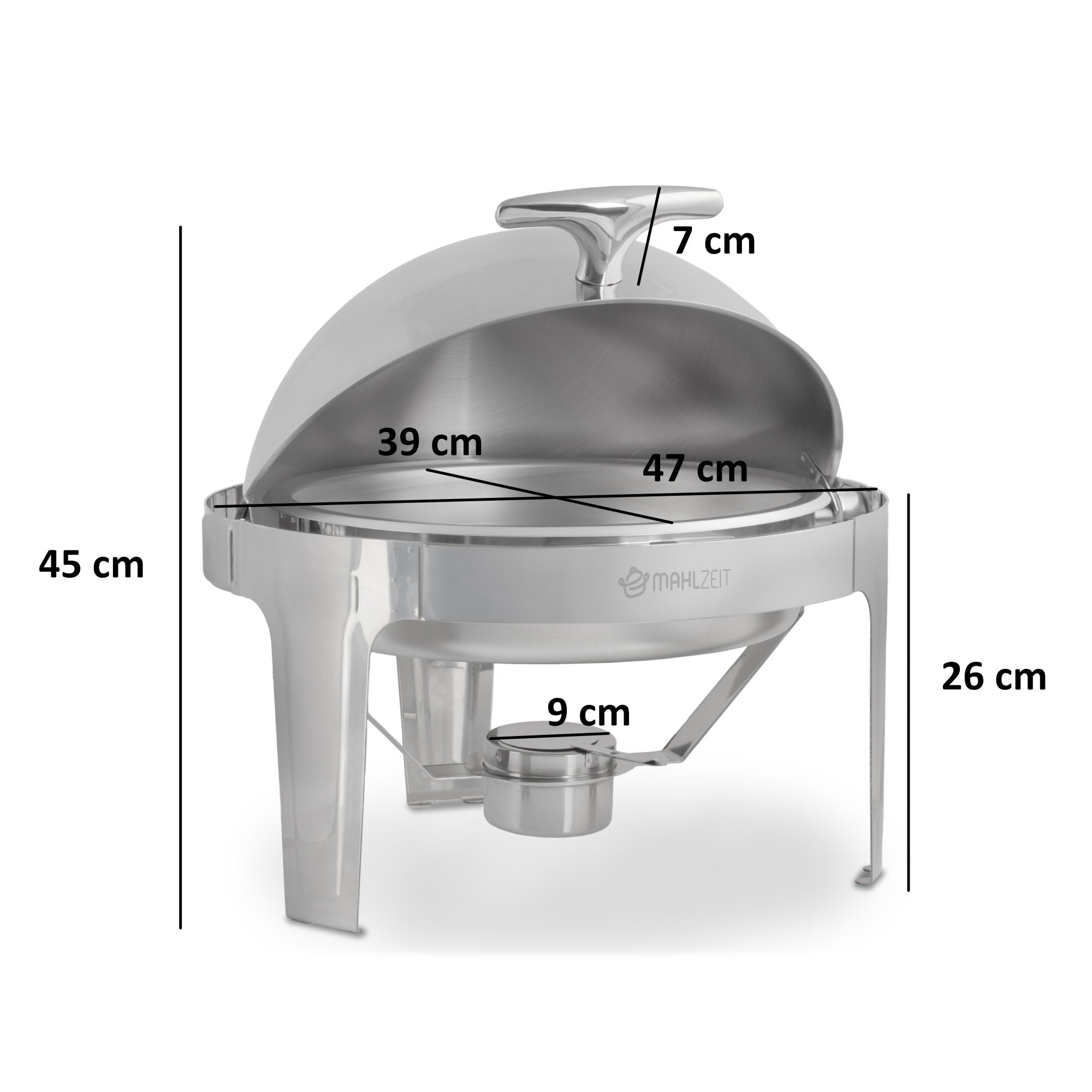 Chafing dish, stainless steel, 6 liters, round, food warmer