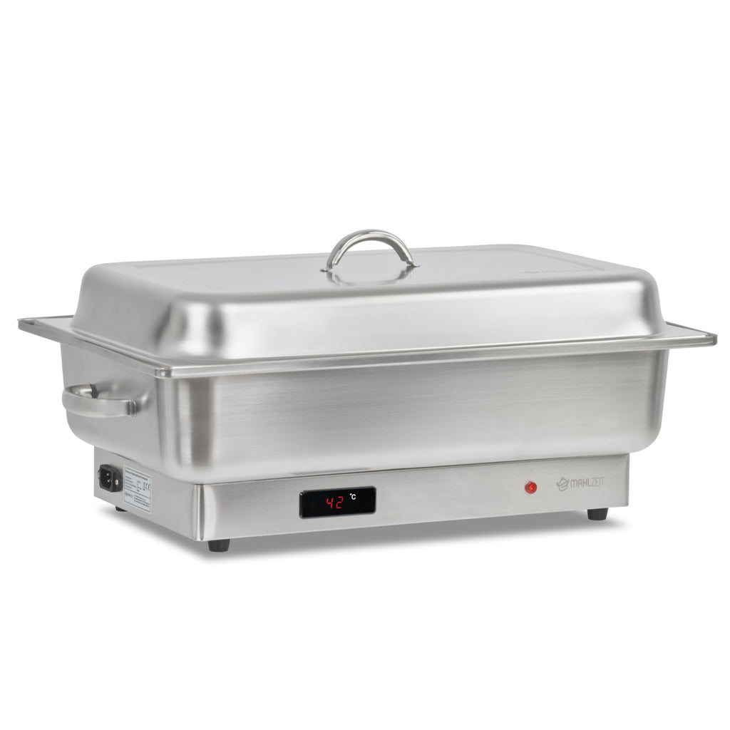 Chafing dish électrique, acier inoxydable, cuve GN 1/1, 9 litres, jusqu'à 80 °C, écran inclus