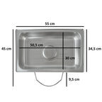 Chafing dish électrique, acier inoxydable, cuve GN 1/1, 9 litres, jusqu'à 80 °C, écran inclus
