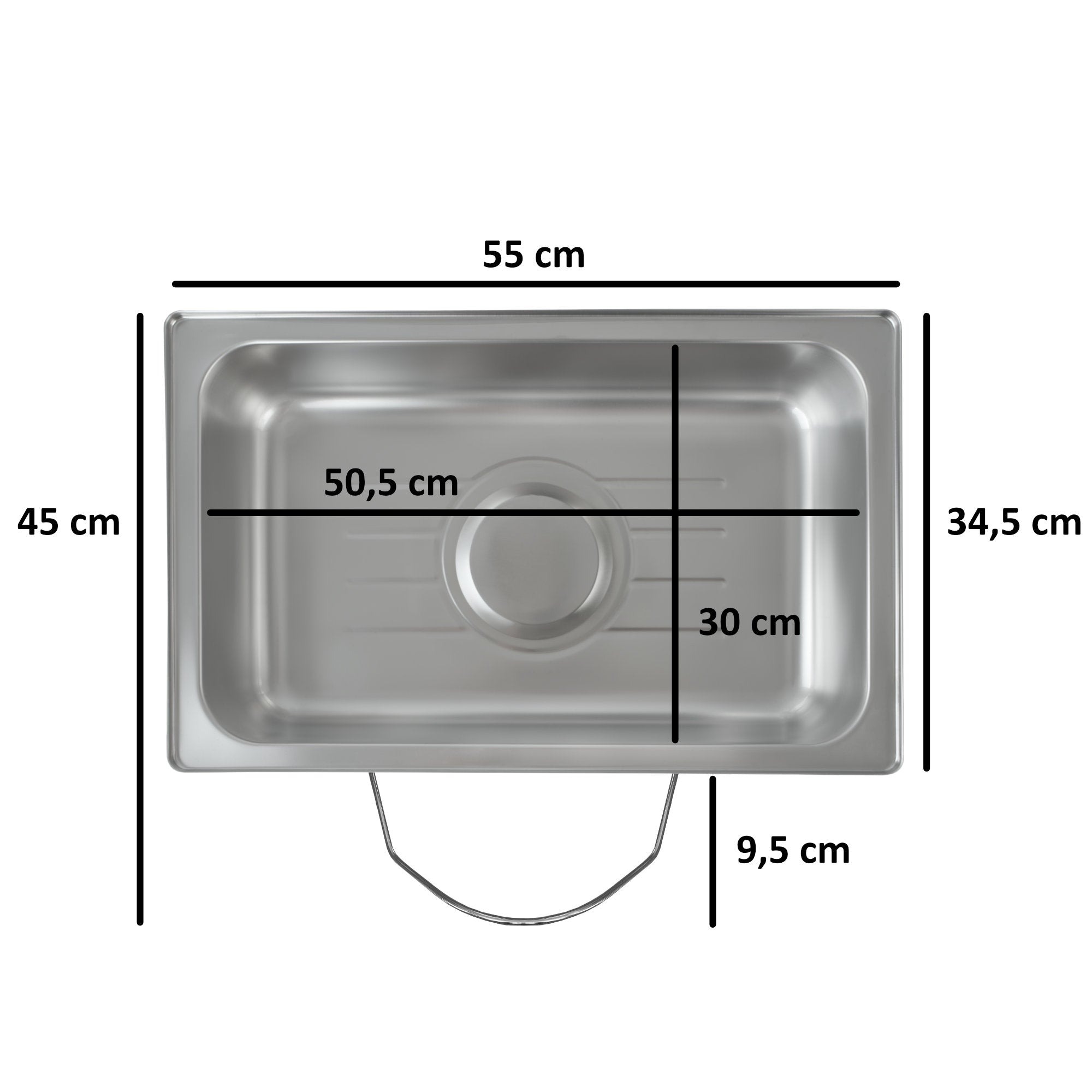 Electric chafing dish, stainless steel, GN 1/1 container, 9 liters, up to 80°C including display