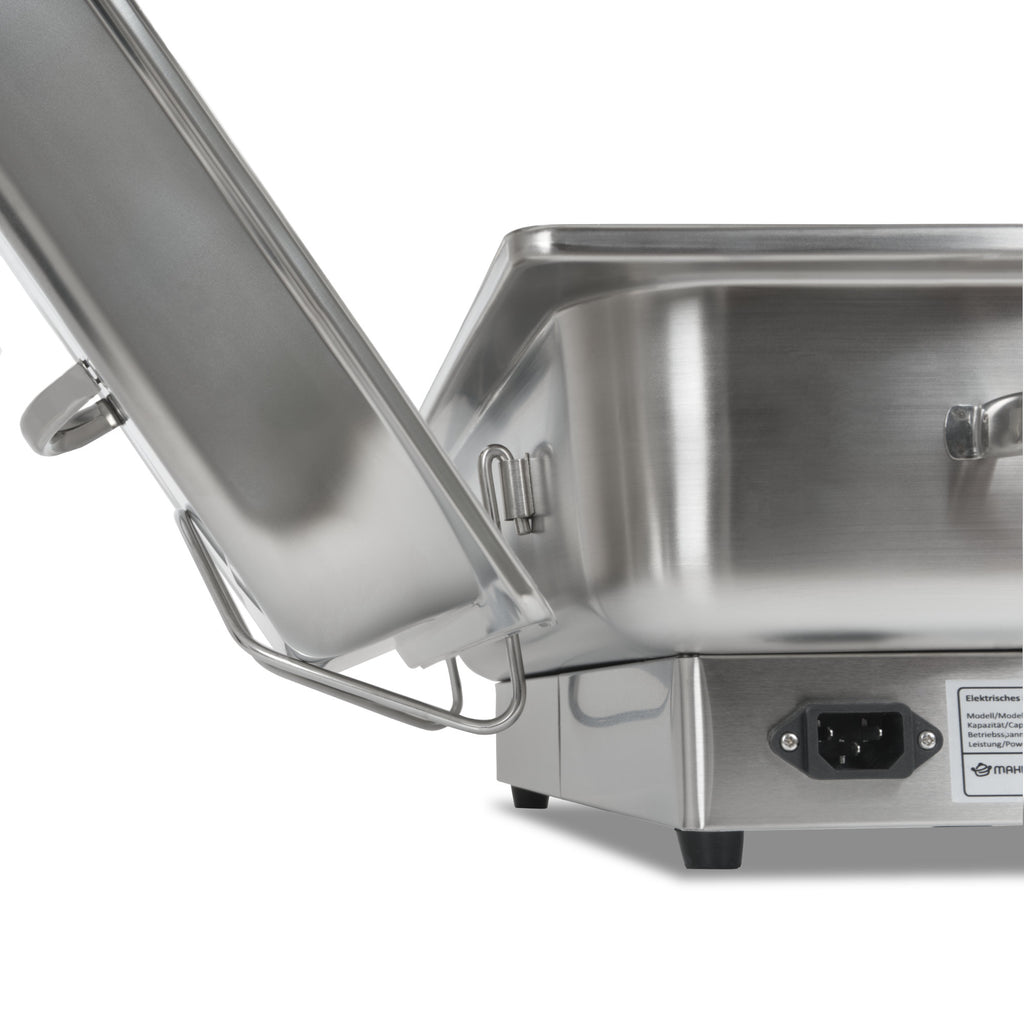 Chafing dish électrique, acier inoxydable, cuve GN 1/1, 9 litres, jusqu'à 80 °C, écran inclus