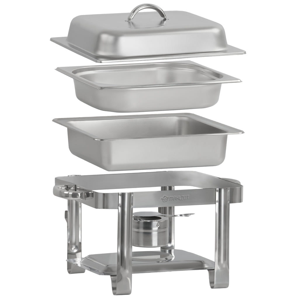 Stainless steel chafing dish, 4 liters, 1/2 GN food warmer/heating container, for catering and buffets