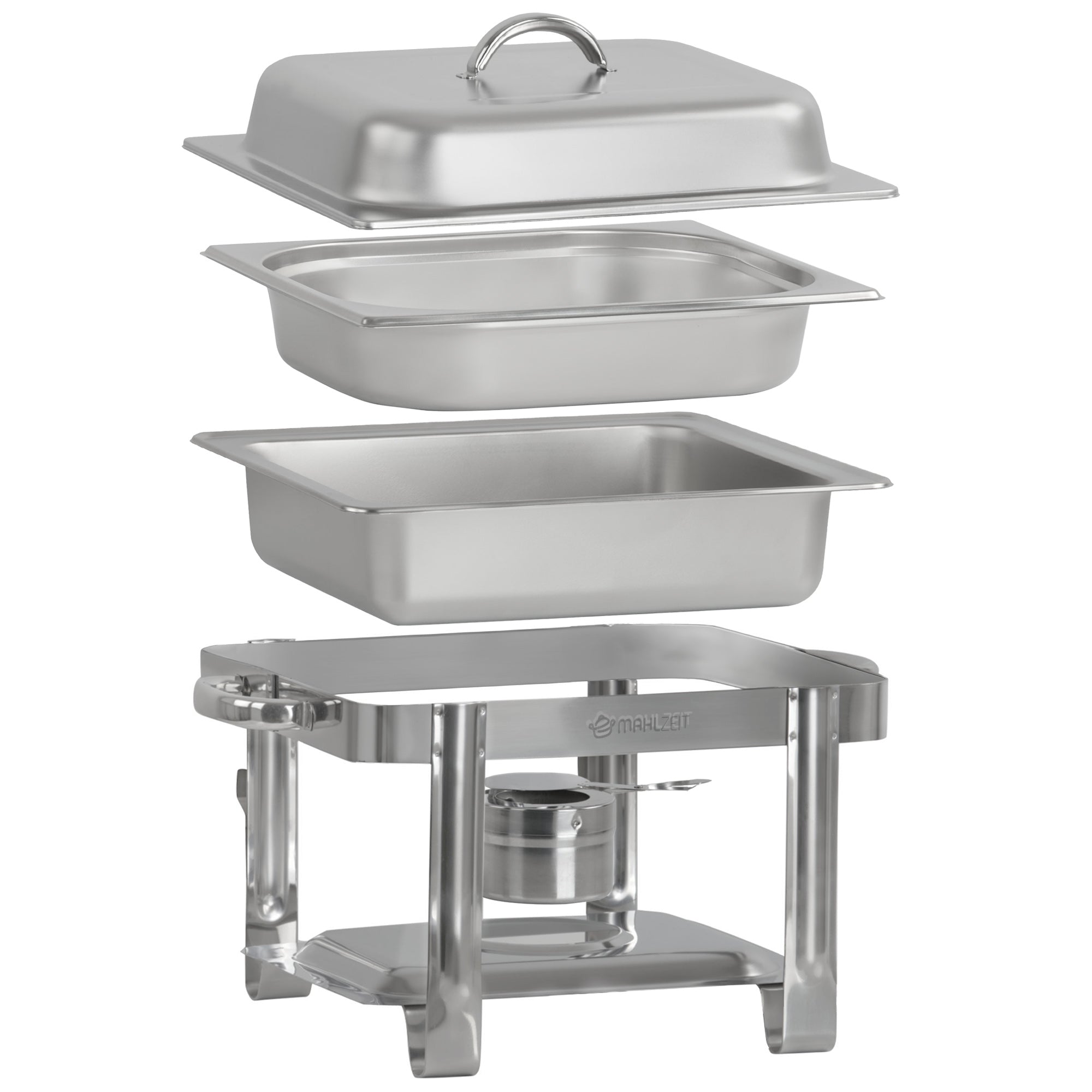 Stainless steel chafing dish, 4 liters, 1/2 GN food warmer/heating container, for catering and buffets