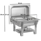 Chafing dish en acier inoxydable, 4 litres, récipient chauffant/réchaud 1/2 GN, pour la restauration et les buffets