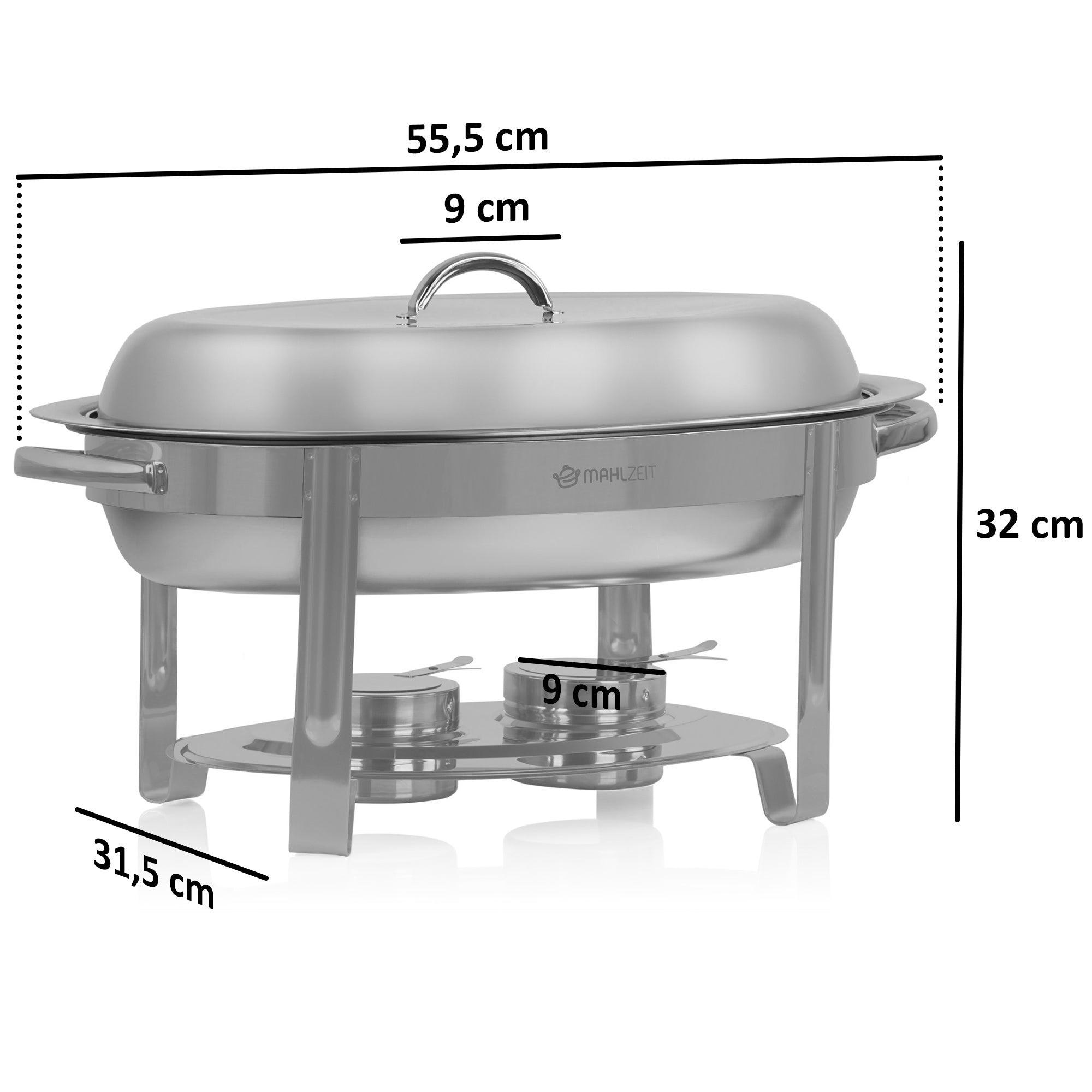 Chafing dish, stainless steel, oval, 5 liters, food warmer
