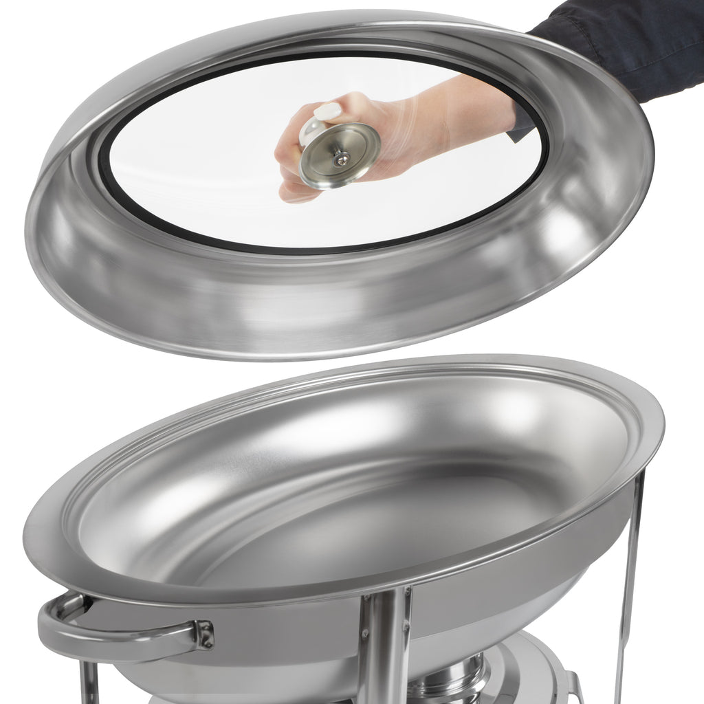Chafing dish, stainless steel, oval, 5 liters, food warmer