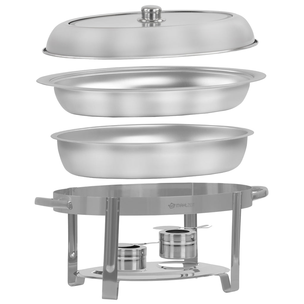 Chafing dish, stainless steel, oval, 5 liters, food warmer