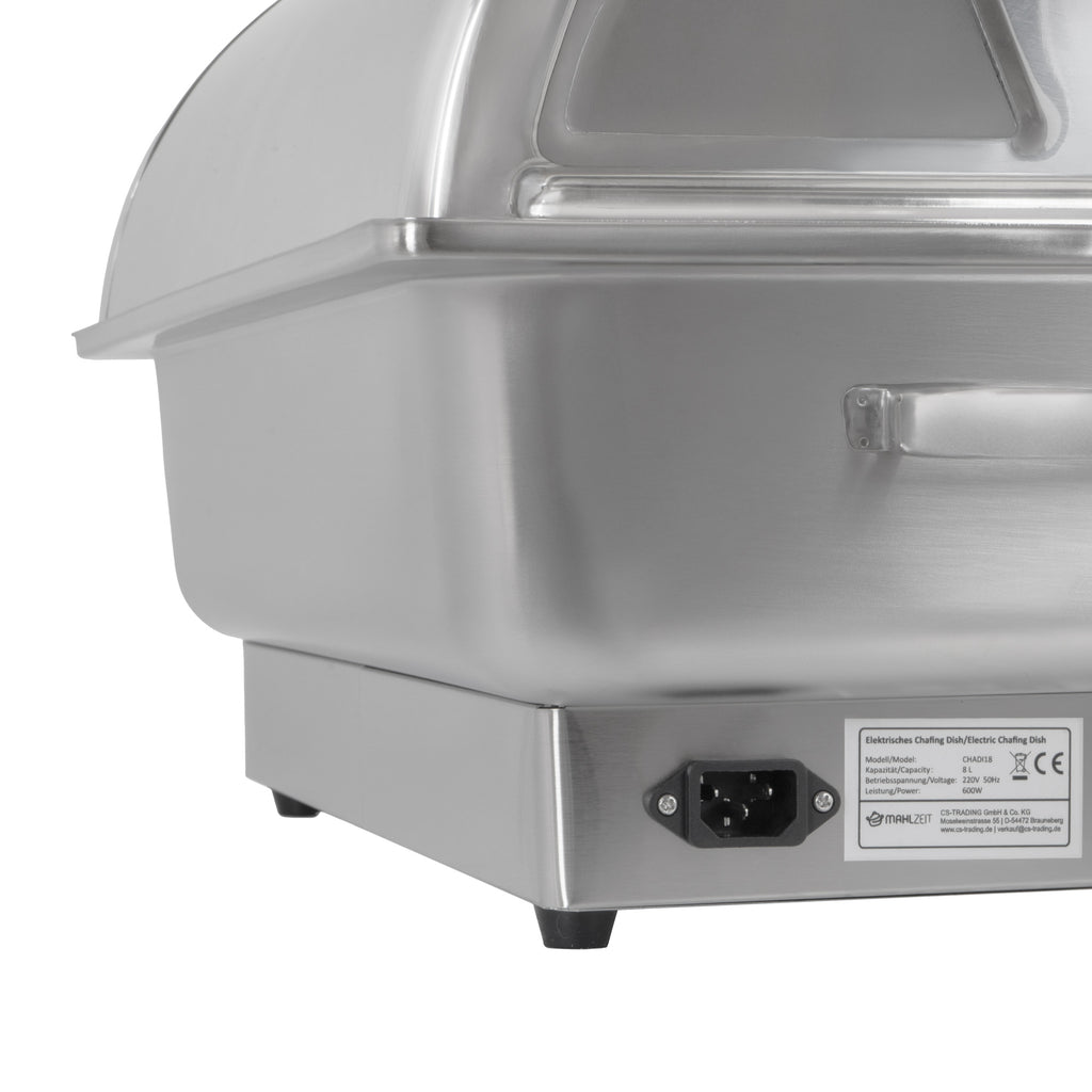 Chafing dish électrique, en acier inoxydable, récipient GN 1/1, 9 litres, jusqu'à 80 °C, avec couvercle à enroulement