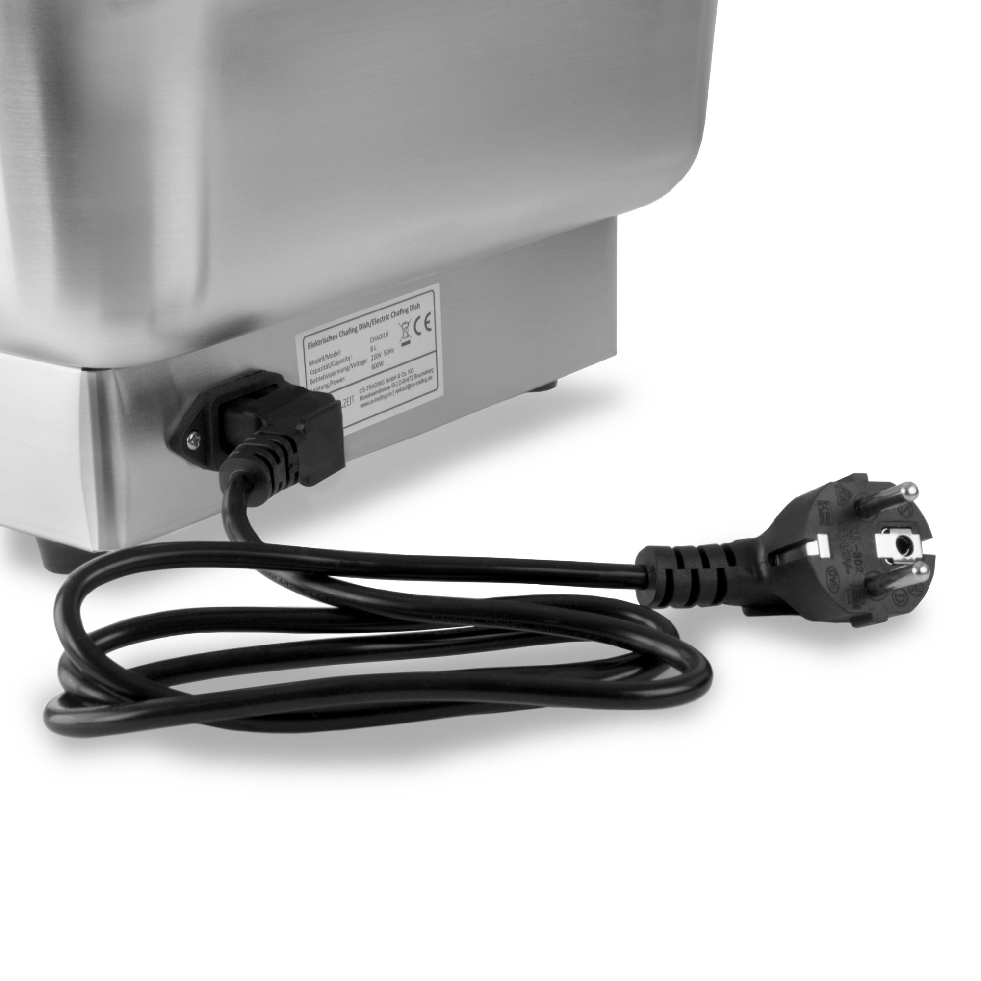 Chafing dish électrique, en acier inoxydable, récipient GN 1/1, 9 litres, jusqu'à 80 °C, avec couvercle à enroulement