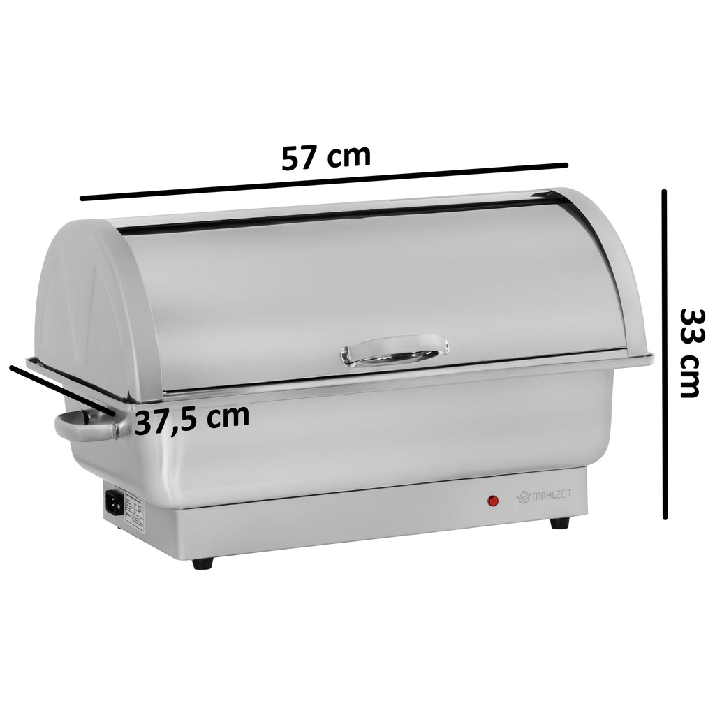 Chafing dish électrique, en acier inoxydable, récipient GN 1/1, 9 litres, jusqu'à 80 °C, avec couvercle à enroulement