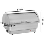 Chafing dish électrique, en acier inoxydable, récipient GN 1/1, 9 litres, jusqu'à 80 °C, avec couvercle à enroulement
