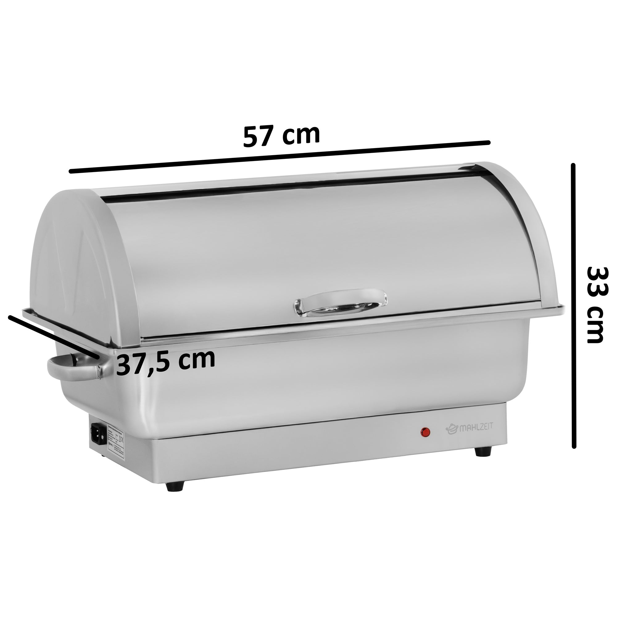 Electric chafing dish, stainless steel, GN 1/1 container, 9 liters, up to 80°C, including roll-top lid