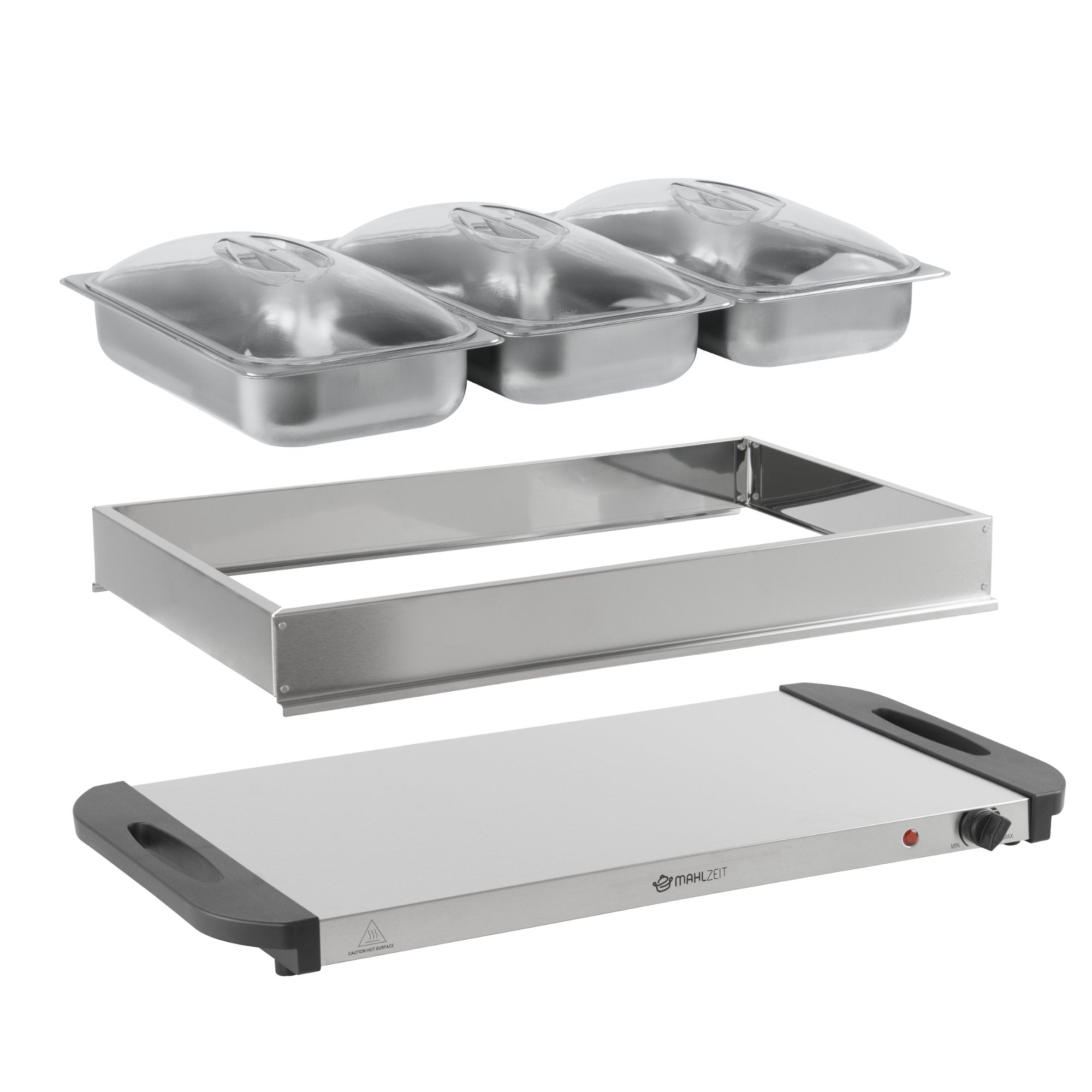 Edelstahl 2in1 Buffetwärmer mit 3x 1/3 GN-Behältern