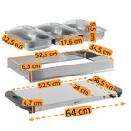 Edelstahl 2in1 Buffetwärmer mit 3x 1/3 GN-Behältern