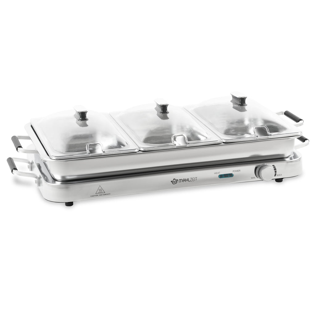 Edelstahl 2in1 Buffetwärmer mit 3x 1/3 GN-Behältern und Wasserbad