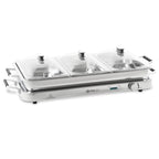 Edelstahl 2in1 Buffetwärmer mit 3x 1/3 GN-Behältern und Wasserbad