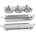 Edelstahl 2in1 Buffetwärmer mit 3x 1/3 GN-Behältern und Wasserbad