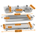 Edelstahl 2in1 Buffetwärmer mit 3x 1/3 GN-Behältern und Wasserbad