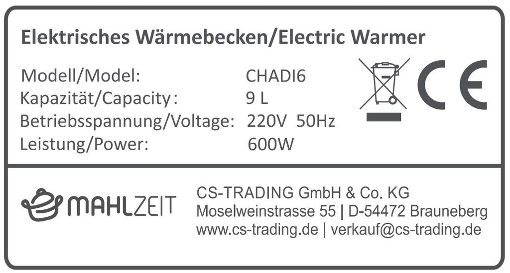 Electric chafing dish, stainless steel, GN 1/1, 9 liters, up to 80°C including display