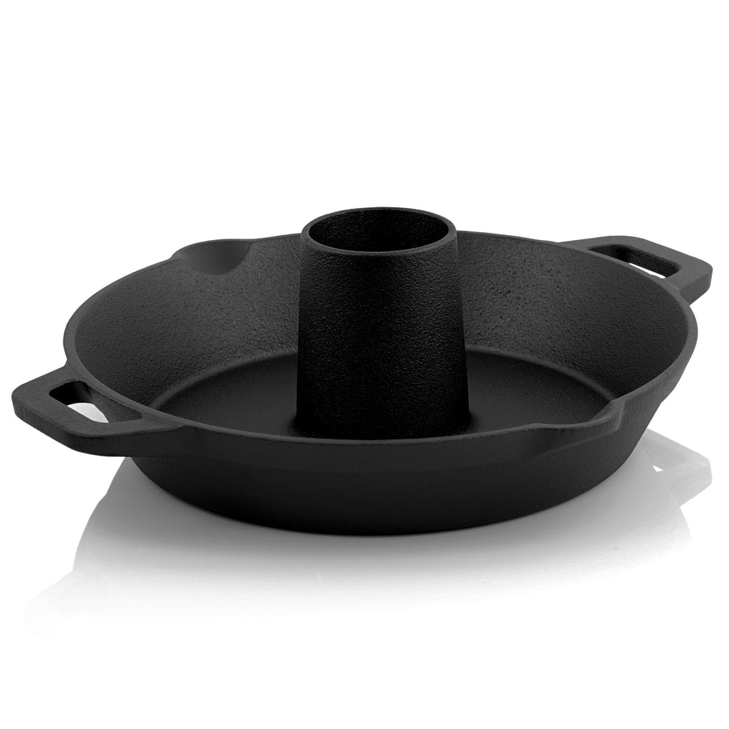 Rôtissoire à poulet en fonte, Ø 28 cm, avec cône d'arôme et bac de récupération des jus.