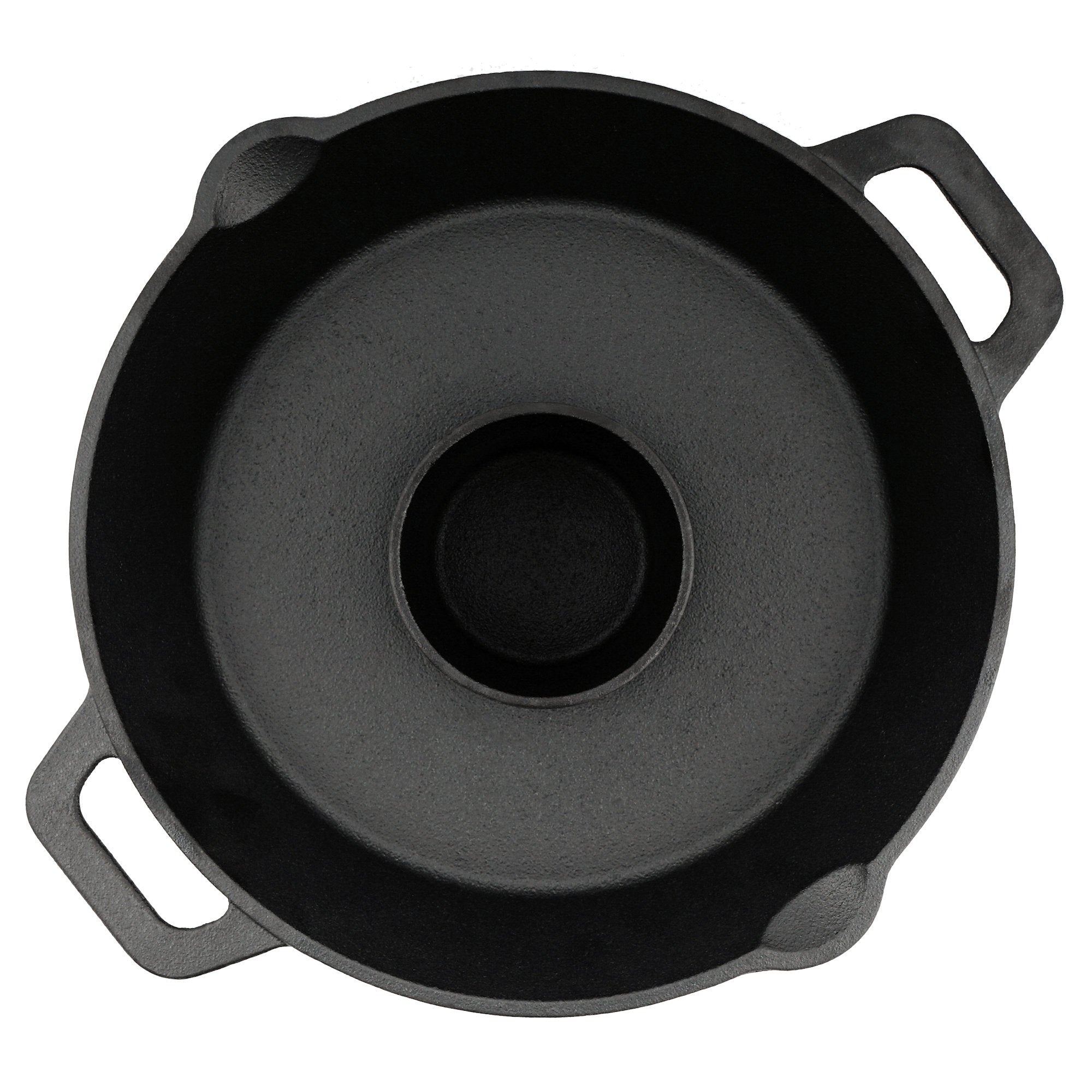 Rôtissoire à poulet en fonte, Ø 28 cm, avec cône d'arôme et bac de récupération des jus.