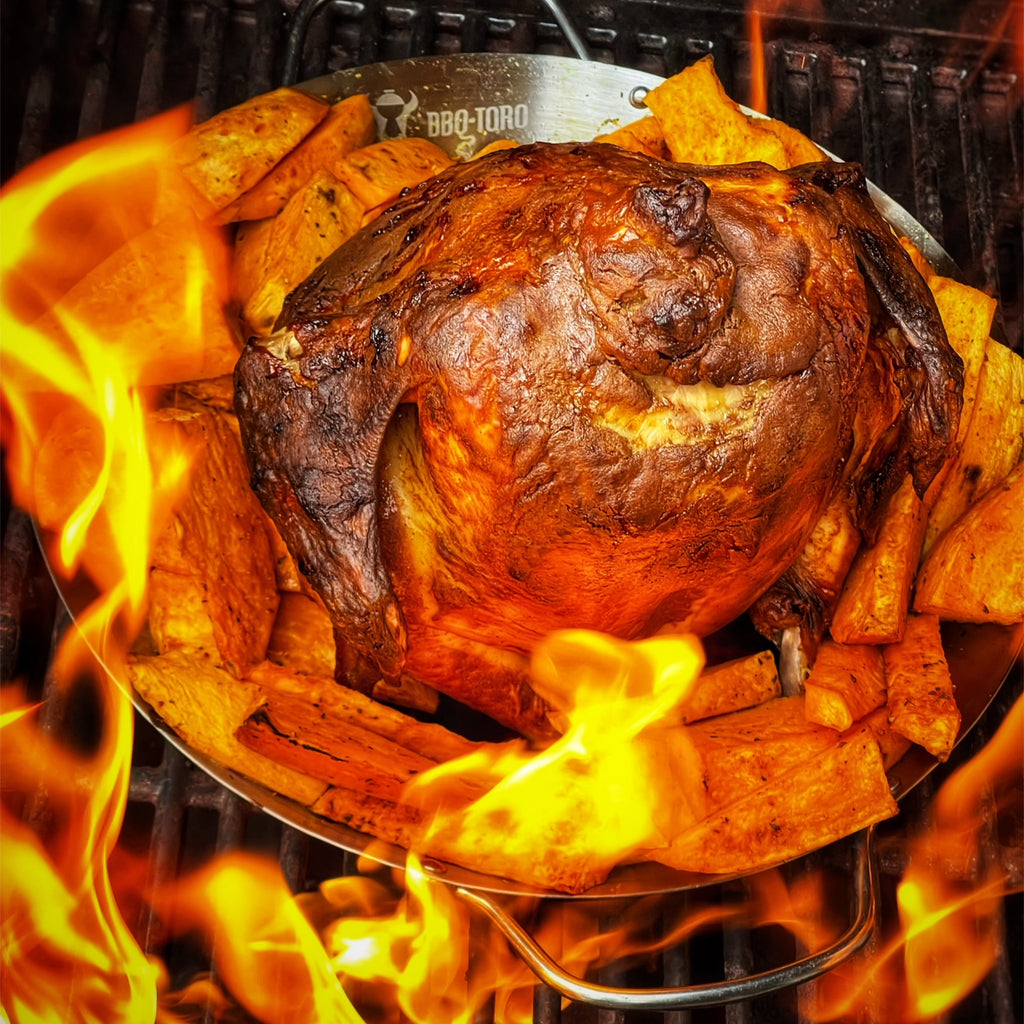 Hähnchengrill, Edelstahl, Ø 30 cm, mit Aromabehälter und Auffangschale