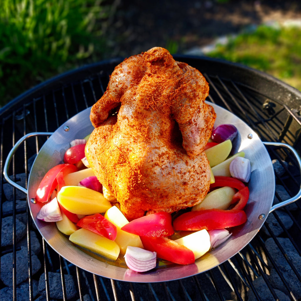 Hähnchengrill, Edelstahl, Ø 30 cm, mit Aromabehälter und Auffangschale
