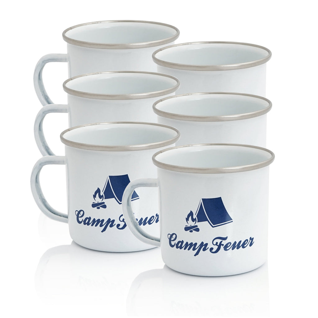 "CampFeuer" Enamel Mug, 350 ml, Coffee Cup for Camping