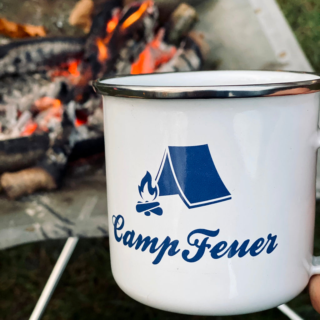 Mug « Feu de camp », émaillé, 350 ml, tasse à café pour le camping et les activités de plein air