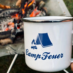 "CampFeuer" Enamel Mug, 350 ml, Coffee Cup for Camping