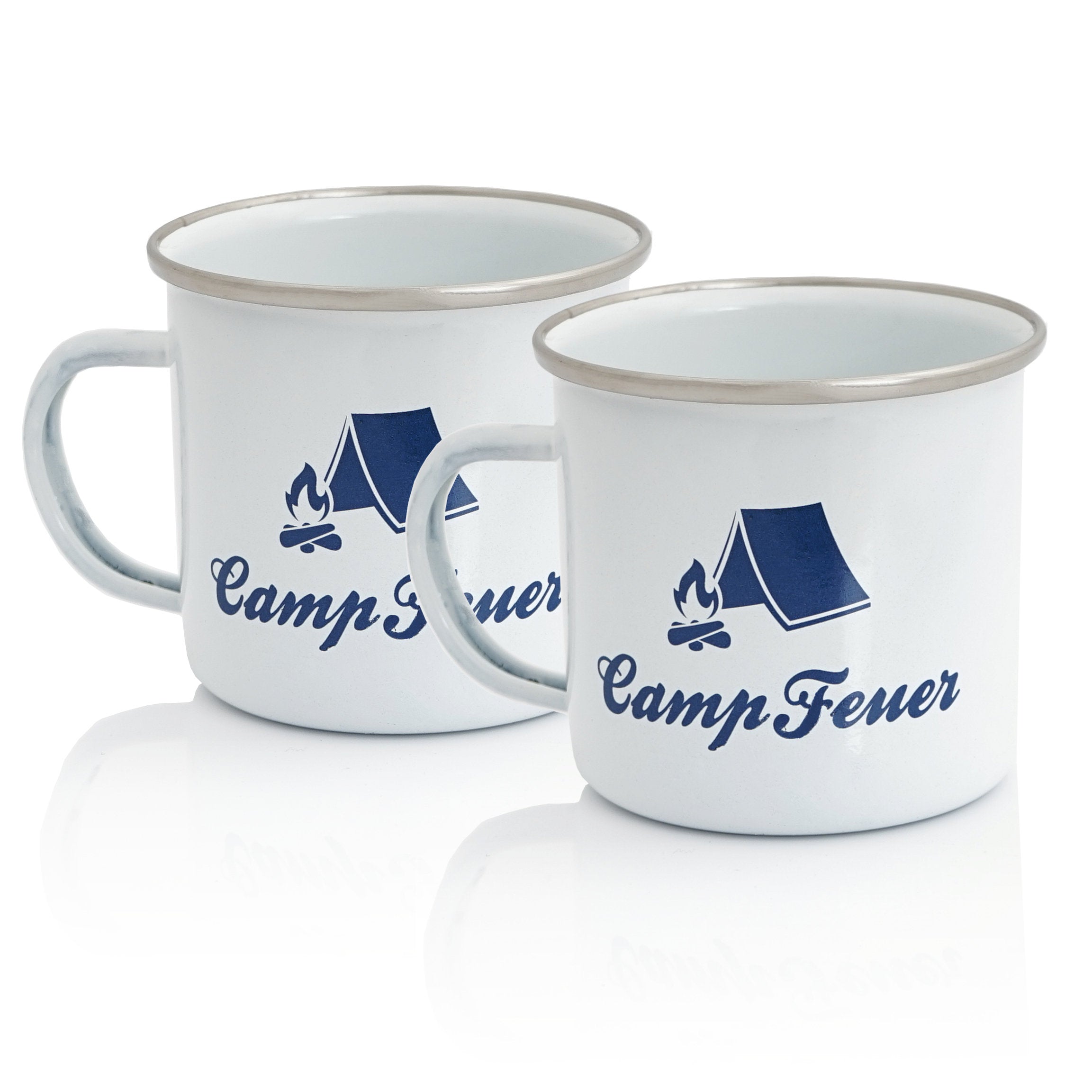 Mug « Feu de camp », émaillé, 350 ml, tasse à café pour le camping et les activités de plein air