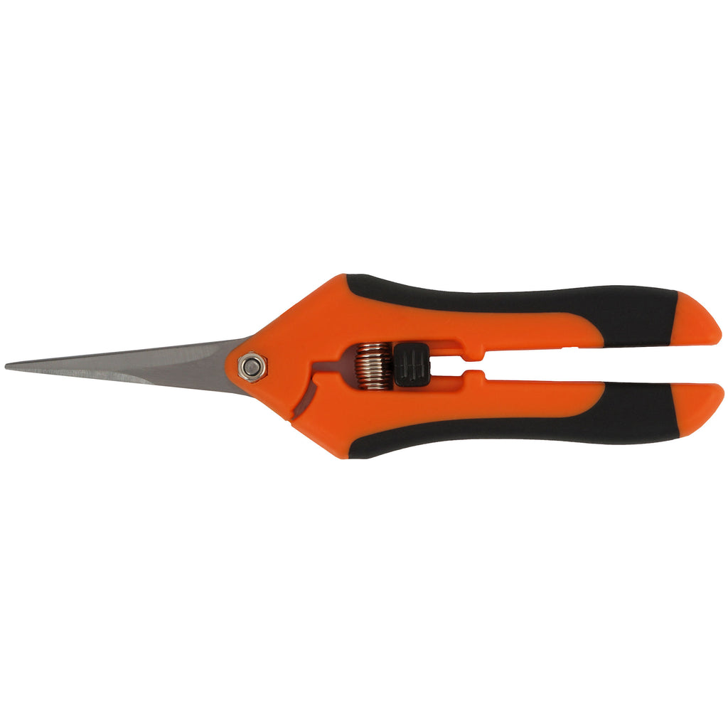 Harvesting shears, straight blade, orange, including ergonomic handle
